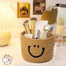 Load image into Gallery viewer, Happy Face Woven Storage Basket