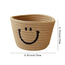 Load image into Gallery viewer, Happy Face Woven Storage Basket