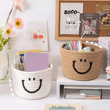 Load image into Gallery viewer, Happy Face Woven Storage Basket