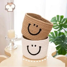Load image into Gallery viewer, Happy Face Woven Storage Basket