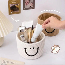 Load image into Gallery viewer, Happy Face Woven Storage Basket