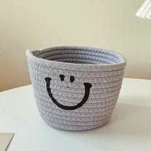 Load image into Gallery viewer, Happy Face Woven Storage Basket