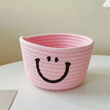 Load image into Gallery viewer, Happy Face Woven Storage Basket