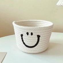 Load image into Gallery viewer, Happy Face Woven Storage Basket
