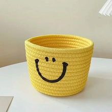 Load image into Gallery viewer, Happy Face Woven Storage Basket