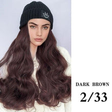 Load image into Gallery viewer, Hat Wig For Women Synthetic Long Wavy Wigs Autumn Winter Fashion Knitted Cap Hair Wig Hair Extensions Wigs For Black Women Cosplay Wigs For Women