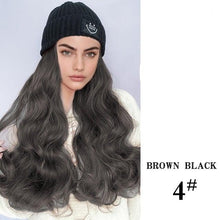 Load image into Gallery viewer, Hat Wig For Women Synthetic Long Wavy Wigs Autumn Winter Fashion Knitted Cap Hair Wig Hair Extensions Wigs For Black Women Cosplay Wigs For Women