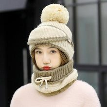 Load image into Gallery viewer, Hats Women Winter Knitted Velvet Thick Bib Mask Ear Protector Skellies Beanie Hat Riding Caps Female Warm Wool Cap Outdoor Sport Warm Beanies Hat For Men Knitted Hats Bandana Hiking Camping Kid Beanie Cap Mask Scarf Hat Set Neck Warmer Cap