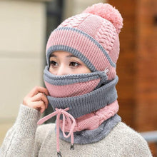 Load image into Gallery viewer, Hats Women Winter Knitted Velvet Thick Bib Mask Ear Protector Skellies Beanie Hat Riding Caps Female Warm Wool Cap Outdoor Sport Warm Beanies Hat For Men Knitted Hats Bandana Hiking Camping Kid Beanie Cap Mask Scarf Hat Set Neck Warmer Cap