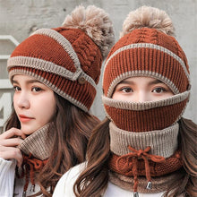 Load image into Gallery viewer, Hats Women Winter Knitted Velvet Thick Bib Mask Ear Protector Skellies Beanie Hat Riding Caps Female Warm Wool Cap Outdoor Sport Warm Beanies Hat For Men Knitted Hats Bandana Hiking Camping Kid Beanie Cap Mask Scarf Hat Set Neck Warmer Cap