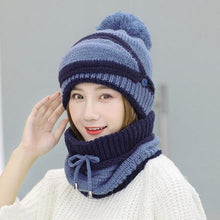 Load image into Gallery viewer, Hats Women Winter Knitted Velvet Thick Bib Mask Ear Protector Skellies Beanie Hat Riding Caps Female Warm Wool Cap Outdoor Sport Warm Beanies Hat For Men Knitted Hats Bandana Hiking Camping Kid Beanie Cap Mask Scarf Hat Set Neck Warmer Cap