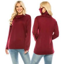 Load image into Gallery viewer, Haute Edition Cowl Neck Tee with Built-In Mask