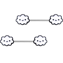 Load image into Gallery viewer, 14G 9/16 Fluffy Little Clouds Barbell Nipple Ring Set