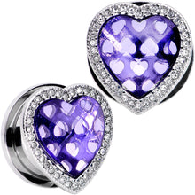 Load image into Gallery viewer, Clear Purple Gem Hug Your Heart Screw Fit Plug Set 6mm to 22mm