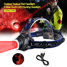 Load image into Gallery viewer, Headlamp Flashlight USB LED Head Rechargeable Light Waterproof Green/Red/UV 395nm Zoomable Headlamp Flashlight Light Outdoor Waterproof Headlight Led Head Lamp 3 Modes Torch For Camping Hiking Fishing