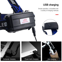 Load image into Gallery viewer, Headlamp Flashlight USB LED Head Rechargeable Light Waterproof Green/Red/UV 395nm Zoomable Headlamp Flashlight Light Outdoor Waterproof Headlight Led Head Lamp 3 Modes Torch For Camping Hiking Fishing