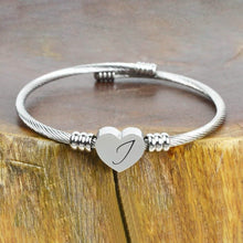 Load image into Gallery viewer, Heart Cable Initial Bracelet Hypoallergenic and Adjustable