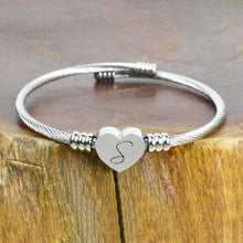 Load image into Gallery viewer, Heart Cable Initial Bracelet Hypoallergenic and Adjustable