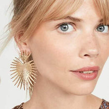 Load image into Gallery viewer, Heart Dangle Earrings Studs Gold Star Statement Earrings