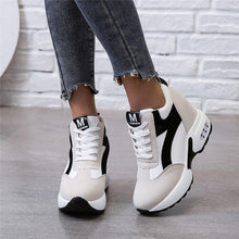 Load image into Gallery viewer, High Heel Womens Sneakers Shoes Red Black Air Cushion Casual Shoes Women Sneakers Modern Shoes Classic Athletic Sports Walking Shoes With Lace Up Platform Leather Trainers