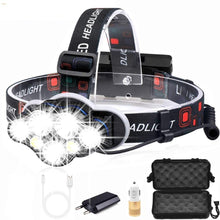 Load image into Gallery viewer, High Lumen Ultra Bright Powerful Rechargeable LED Headlamp USB Head Lamp 7 LED Headlight Head Flashlight Waterproof Flashlight Head Torch For Outdoor Camping Cycling Running Fishing