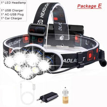 Load image into Gallery viewer, High Lumen Ultra Bright Powerful Rechargeable LED Headlamp USB Head Lamp 7 LED Headlight Head Flashlight Waterproof Flashlight Head Torch For Outdoor Camping Cycling Running Fishing
