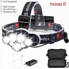 Load image into Gallery viewer, High Lumen Ultra Bright Powerful Rechargeable LED Headlamp USB Head Lamp 7 LED Headlight Head Flashlight Waterproof Flashlight Head Torch For Outdoor Camping Cycling Running Fishing
