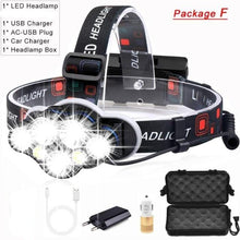 Load image into Gallery viewer, High Lumen Ultra Bright Powerful Rechargeable LED Headlamp USB Head Lamp 7 LED Headlight Head Flashlight Waterproof Flashlight Head Torch For Outdoor Camping Cycling Running Fishing
