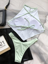 Load image into Gallery viewer, High Neck Swimwear Women Bikini Tied Top Swimsuit Female Brazilian Bikini Set Bathing Suit Swim Women's Bikini Set High Waist Scoop Collar Padded Swimsuit