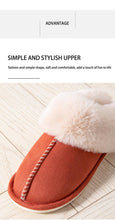 Load image into Gallery viewer, High Quality Cow Suede Leather Plush Fur Lined Women Winter Slippers Home Half Casual Shoes Flats Waterproof Memory Foam House Shoes Slipper With Fuzzy Plush Design