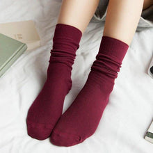 Load image into Gallery viewer, High School Girls High Socks Solid Colors Double Needles Knitting Cotton Long Socks for Women