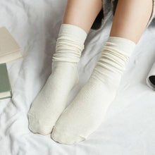 Load image into Gallery viewer, High School Girls High Socks Solid Colors Double Needles Knitting Cotton Long Socks for Women