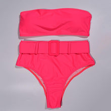 Load image into Gallery viewer, High Waist Bikini Black Swimwear Women Swimsuit High Leg Bikinis Set Women High Waist Bandeau Bikini Set Strapless 2 Piece Bathing Suit Swimsuits Tie Wrap Swimsuits Swimming for Bathing Suit Woman Swimsuits