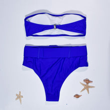 Load image into Gallery viewer, High Waist Bikini Black Swimwear Women Swimsuit High Leg Bikinis Set Women High Waist Bandeau Bikini Set Strapless 2 Piece Bathing Suit Swimsuits Tie Wrap Swimsuits Swimming for Bathing Suit Woman Swimsuits