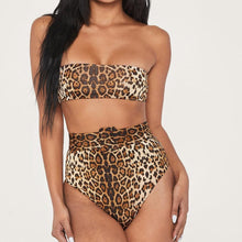 Load image into Gallery viewer, High Waist Bikini Black Swimwear Women Swimsuit High Leg Bikinis Set Women High Waist Bandeau Bikini Set Strapless 2 Piece Bathing Suit Swimsuits Tie Wrap Swimsuits Swimming for Bathing Suit Woman Swimsuits