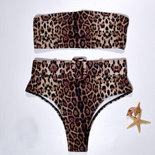 Load image into Gallery viewer, High Waist Bikini Black Swimwear Women Swimsuit High Leg Bikinis Set Women High Waist Bandeau Bikini Set Strapless 2 Piece Bathing Suit Swimsuits Tie Wrap Swimsuits Swimming for Bathing Suit Woman Swimsuits