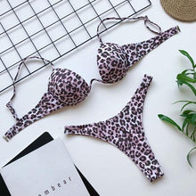 Load image into Gallery viewer, High Waist Bikini Push Up Swimsuit Leopard Swimwear Women Bikini Set Swimsuits For Women V-Wired Underwire Push Up High Cut Bikini Set Two Pieces Bathing Suits Women Bathing Suit