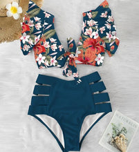 Load image into Gallery viewer, High Waist Bikini Ruffle Swimwear Women Print Swimsuit Push Up Bikinis Plus Size Bathing Suits Floral Beach Wear Bikini Swimsuits for Teen Girls