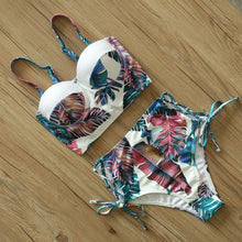 Load image into Gallery viewer, High Waist Bikini Set Push Up Bandage Bikini Swimwear Women Two Pieces Swimsuit Strappy Women High Waist Bikini Set Athletic Two Piece Swimsuit Sporty Scoop Neck Bathing Suit For Teen Girls With Shorts