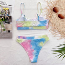 Load image into Gallery viewer, High Waist Bikini Swimsuits Women Push Up Swimwear Ribbed Bathing Suit Strap Bikinis Set Beachwear High Waist Bathing Suit Full Coverage Two Piece Swimsuit