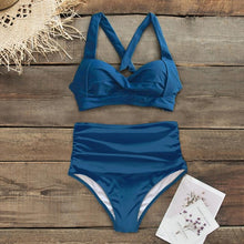 Load image into Gallery viewer, High Waist Bikinis New Halter Swimwear Women Swimsuit Female Bikini Set Print Bathing Suit Summer Two Piece Bikini Swimsuit for Women High Waist Halter Wrap Bathing Suits with Bikini Bottom