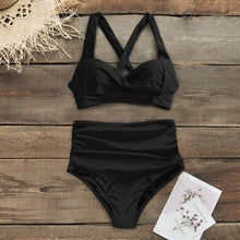 Load image into Gallery viewer, High Waist Bikinis New Halter Swimwear Women Swimsuit Female Bikini Set Print Bathing Suit Summer Two Piece Bikini Swimsuit for Women High Waist Halter Wrap Bathing Suits with Bikini Bottom