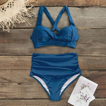 Load image into Gallery viewer, High Waist Bikinis New Halter Swimwear Women Swimsuit Female Bikini Set Print Bathing Suit Summer Two Piece Bikini Swimsuit for Women High Waist Halter Wrap Bathing Suits with Bikini Bottom