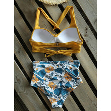 Load image into Gallery viewer, High Waist Bikinis New Halter Swimwear Women Swimsuit Female Bikini Set Print Bathing Suit Summer Two Piece Bikini Swimsuit for Women High Waist Halter Wrap Bathing Suits with Bikini Bottom