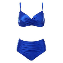 Load image into Gallery viewer, High Waist Bikinis Women Swimwear Summer Solid Color High-Grade Fabric Bikini Set Women's High Waist Swimsuit 2 Piece Bathing Suits Bikini Plus Size Swimwear Bathing Suit
