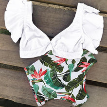 Load image into Gallery viewer, High Waist Ruffled Bikini Set Flounce Swimwear Women Two Pieces Swimsuit Swimsuit for Women Two Pieces Bathing Suits Tummy Control Flounce Top with High Waist Bottom Floral Beachwear V-neck Bathing Suit