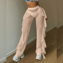 Load image into Gallery viewer, High Waist Sheer Mesh Ruffles Cover Up Pants