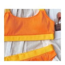 Load image into Gallery viewer, High Waist Swimwear Bikini Women's Swimsuits Women's Halter Self Tie High Waist Two Piece Bikini Set Swimsuits Push Up Bikini Shiny Splicing Bikinis High Cut Bathing Suits