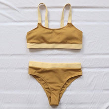 Load image into Gallery viewer, High Waist Swimwear Bikini Women's Swimsuits Women's Halter Self Tie High Waist Two Piece Bikini Set Swimsuits Push Up Bikini Shiny Splicing Bikinis High Cut Bathing Suits