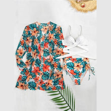 Load image into Gallery viewer, High-Waist Swimwear Set Summer Floral Print Bikini Swimsuit Beachwear Women Push-Up Bathing Suit Tie Dye 3 Pieces Strings High Cut Bikini Set Bathing Suits